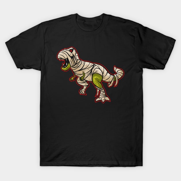 Dinosaur Wrapped In Bandages As A Mummy Costume On Halloween T-Shirt by SinBle